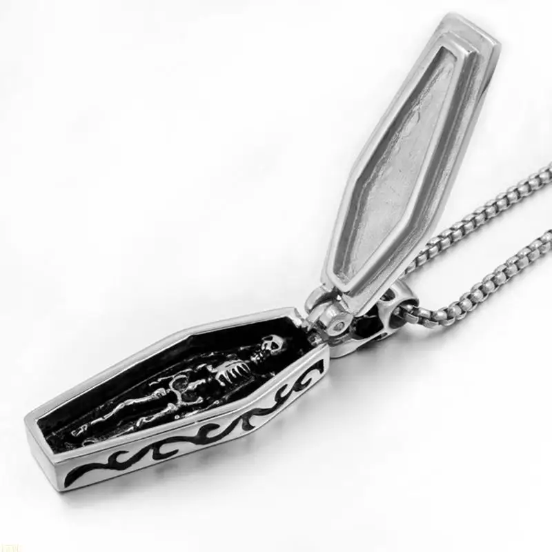Vampire Skeleton in Coffin Pendant Necklace - Image 6