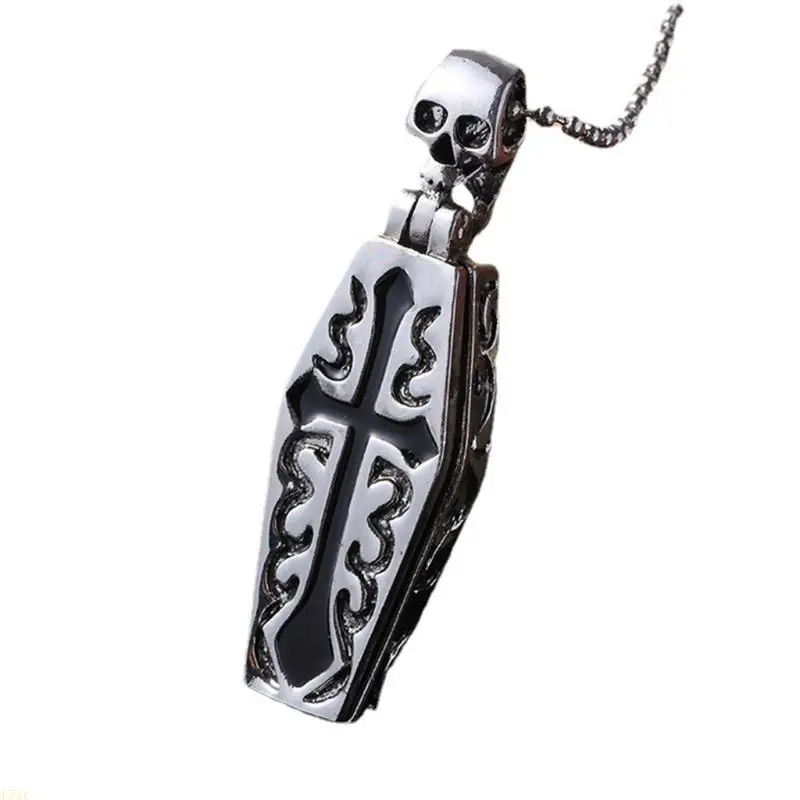 Vampire Skeleton in Coffin Pendant Necklace - Image 8