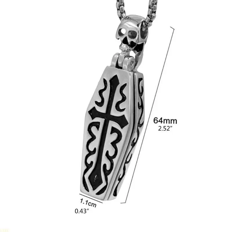 Vampire Skeleton in Coffin Pendant Necklace - Image 9