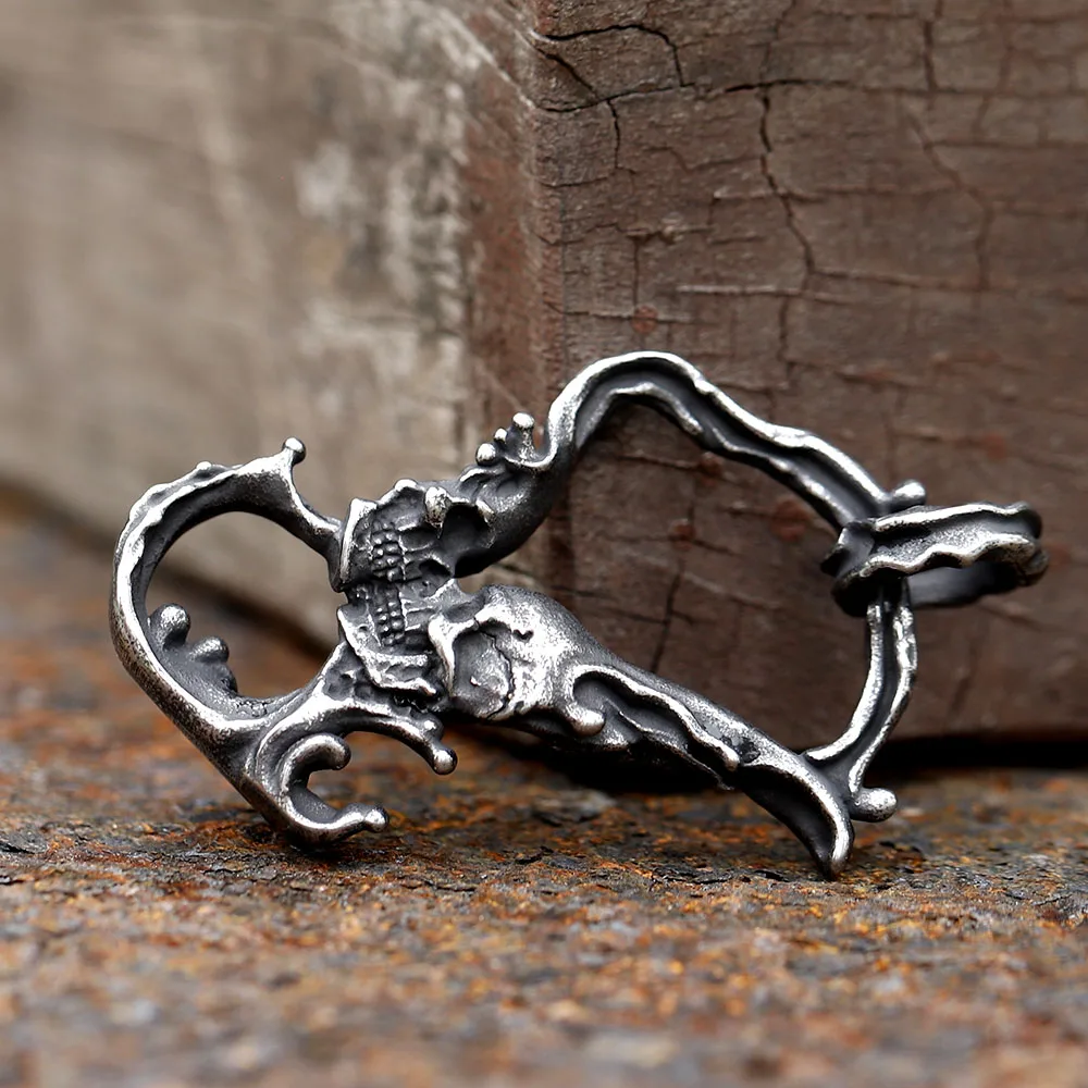 Double Skull Pendant Necklace - Image 3