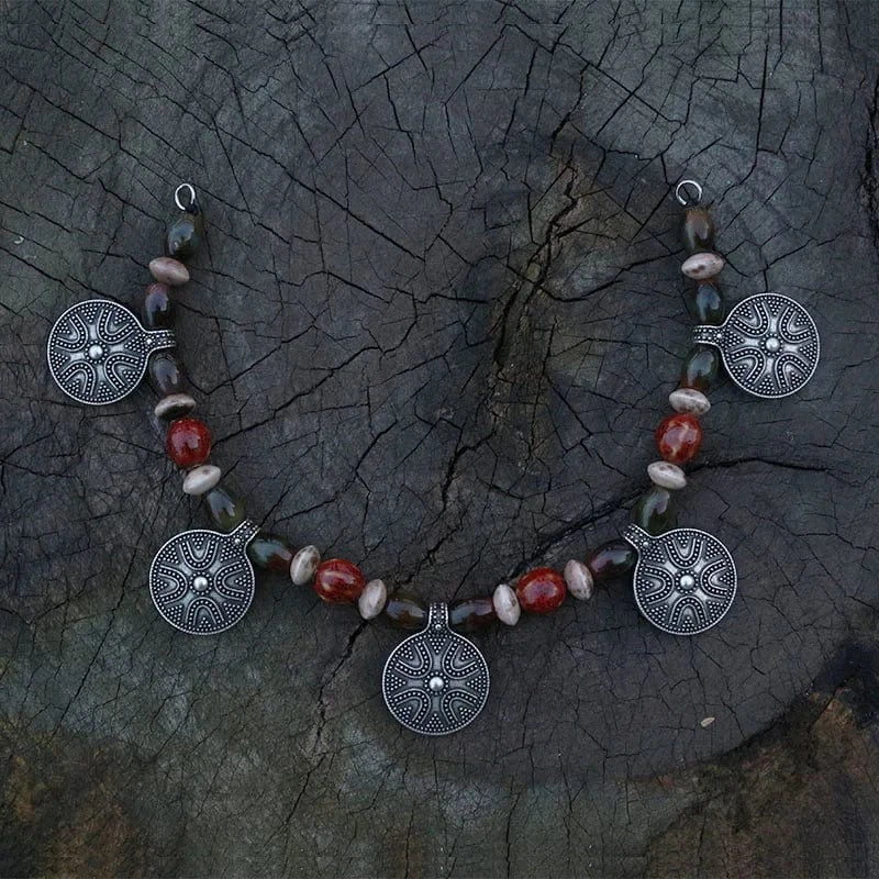 Ethnic Beads Necklace Slavic Viking Moon Brooch - Image 10