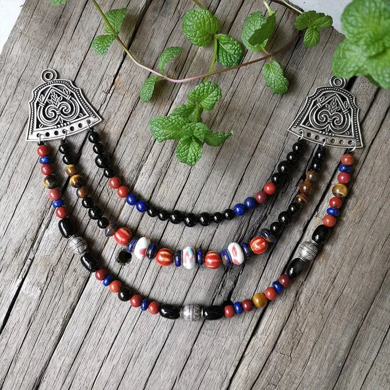 Ethnic Beads Necklace Slavic Viking Moon Brooch - Image 20