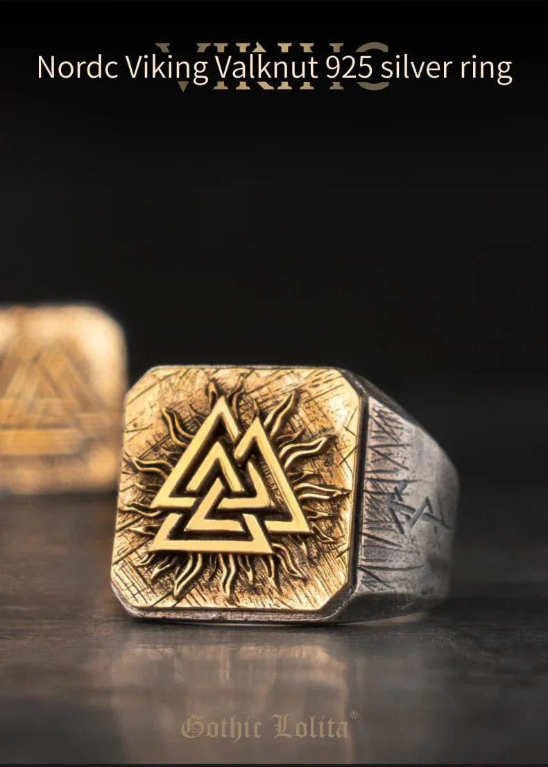 925 Silver Viking Valknut Ring - Image 5