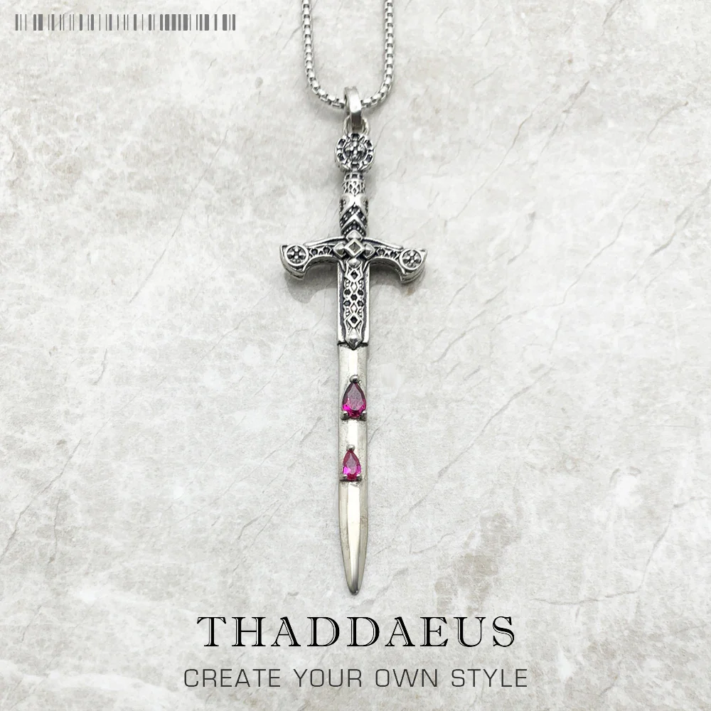 925 Sterling Silver Sword and Crown Pendant Necklace - Image 4