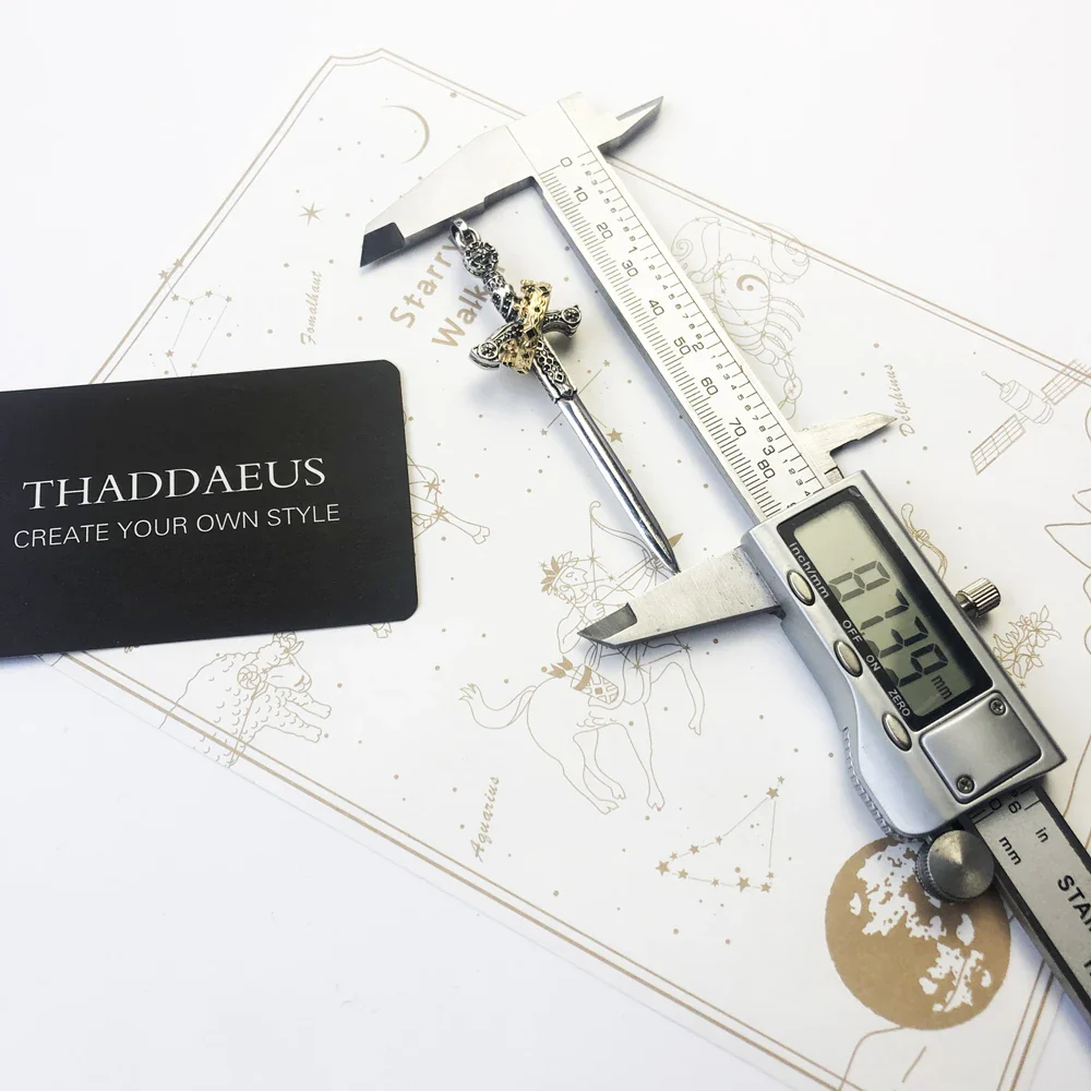 925 Sterling Silver Sword and Crown Pendant Necklace - Image 7