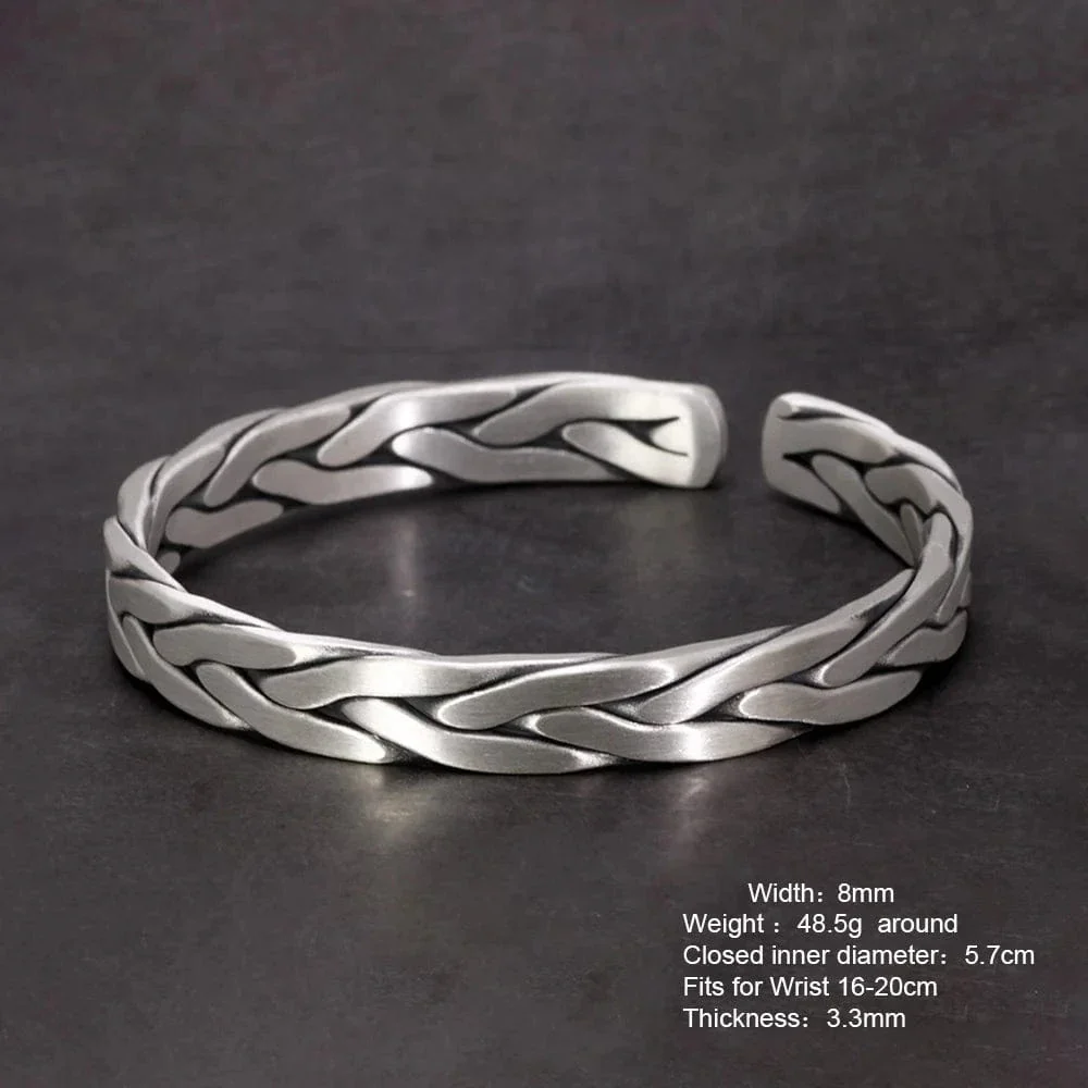 999 Pure Silver Viking Braided Arm Ring Bracelet - Image 10