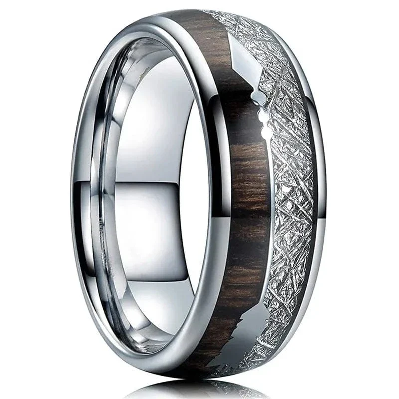 Arrow Wood Abalone Shell Opal Inlay Ring - Image 6