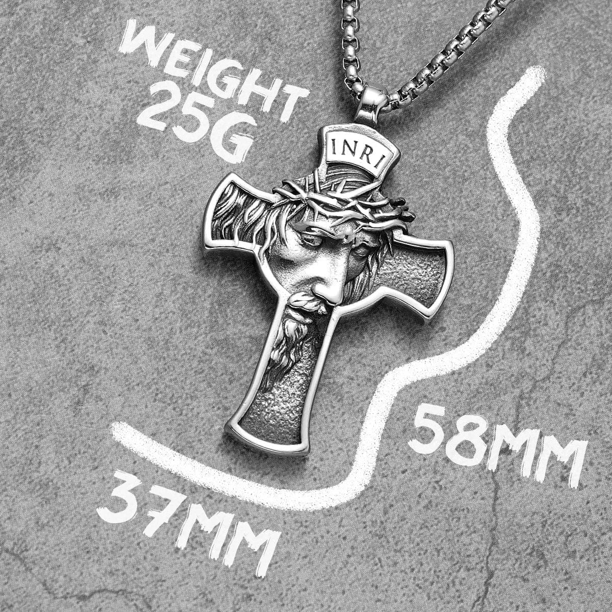 INRI Jesus face Cross Necklace - Image 6