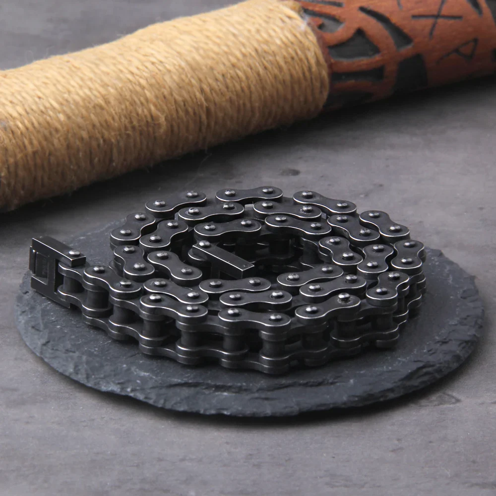 Black Biker Bracelet and Chain set - Image 11