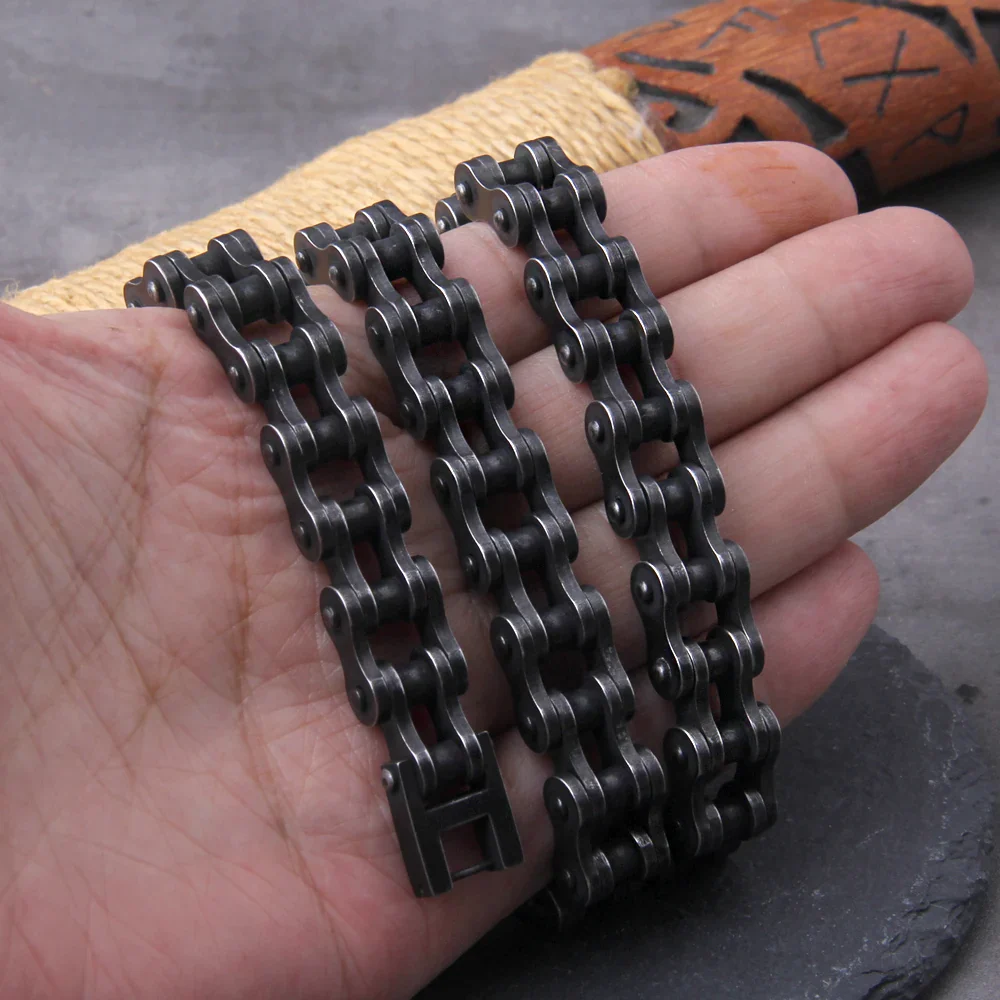 Black Biker Bracelet and Chain set - Image 15