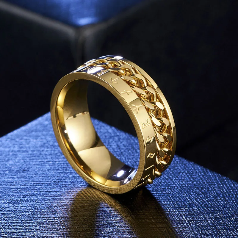 Futhark Rune Rotating Chain Ring - Image 3