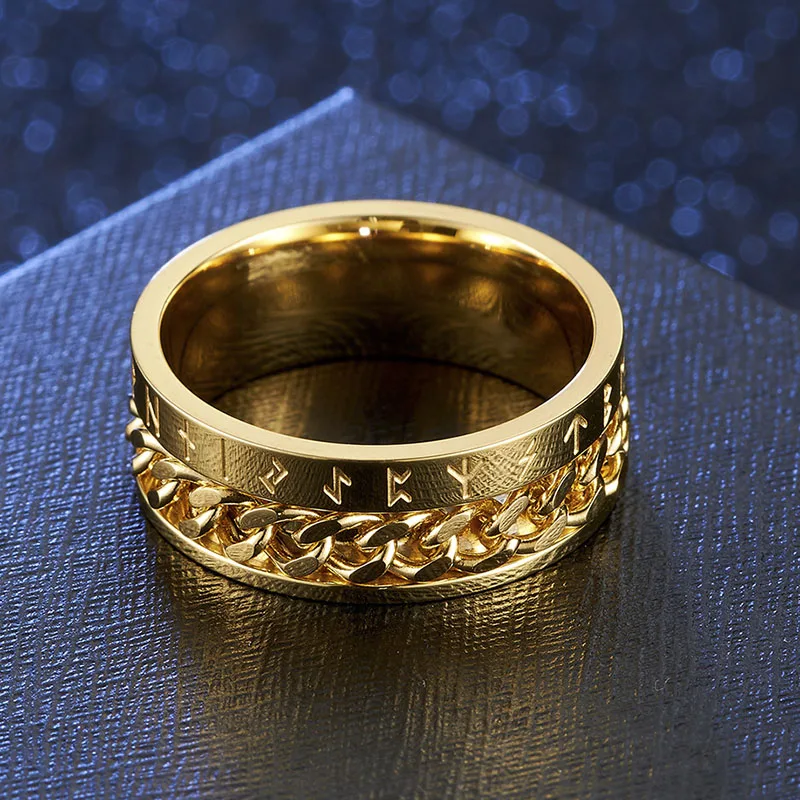 Futhark Rune Rotating Chain Ring - Image 4