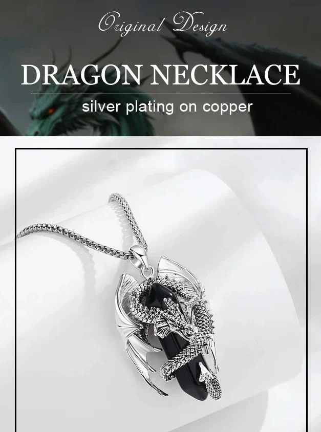 Hexagonal Obsidian Crystal Dragon Pendant - Image 6