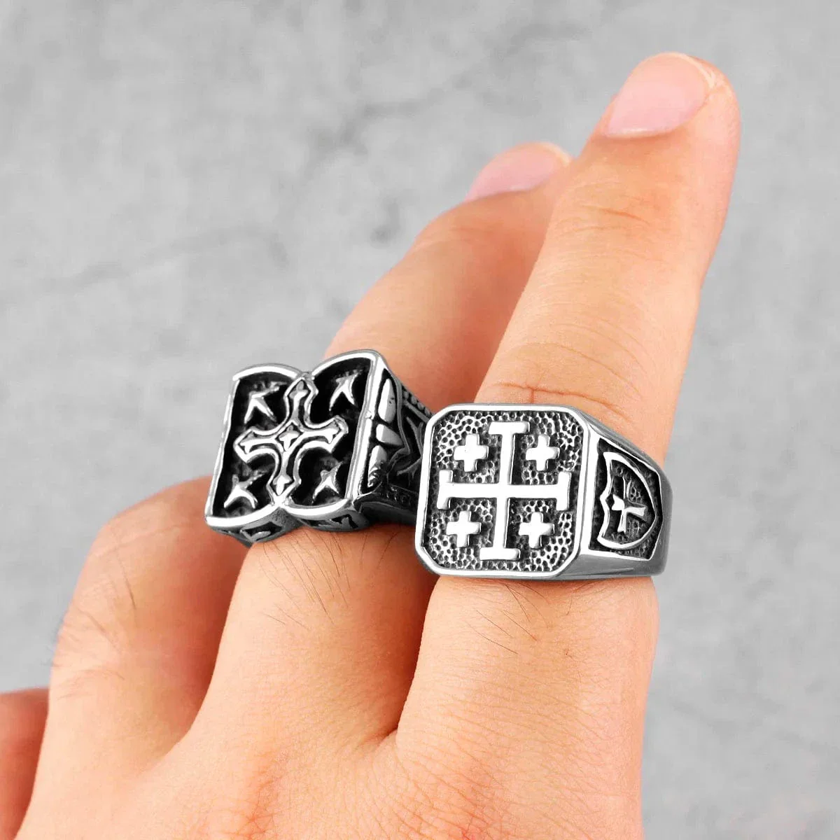 Jerusalem Cross Stainless Steel Ring - Image 6