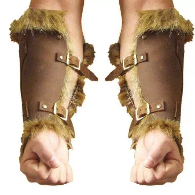Medieval Viking Warrior Leather Bracers - Image 6