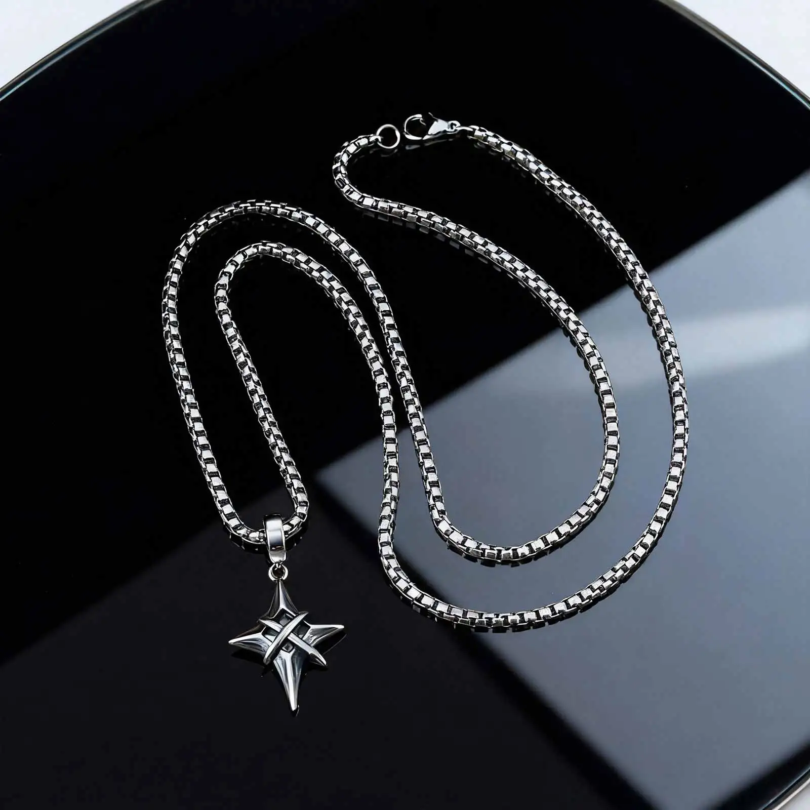 Black Zircon Star Necklace Dark Warrior Pendant - Image 5