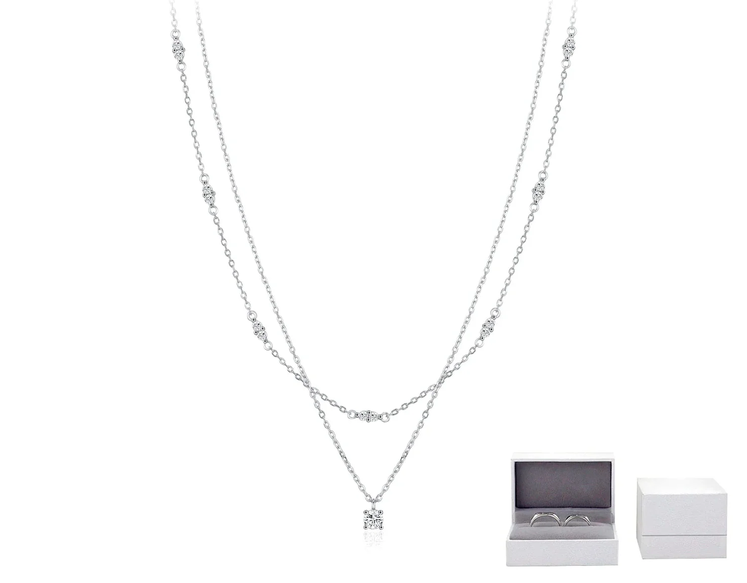 Double Layer Moissanite  Pendant Necklace - Image 7