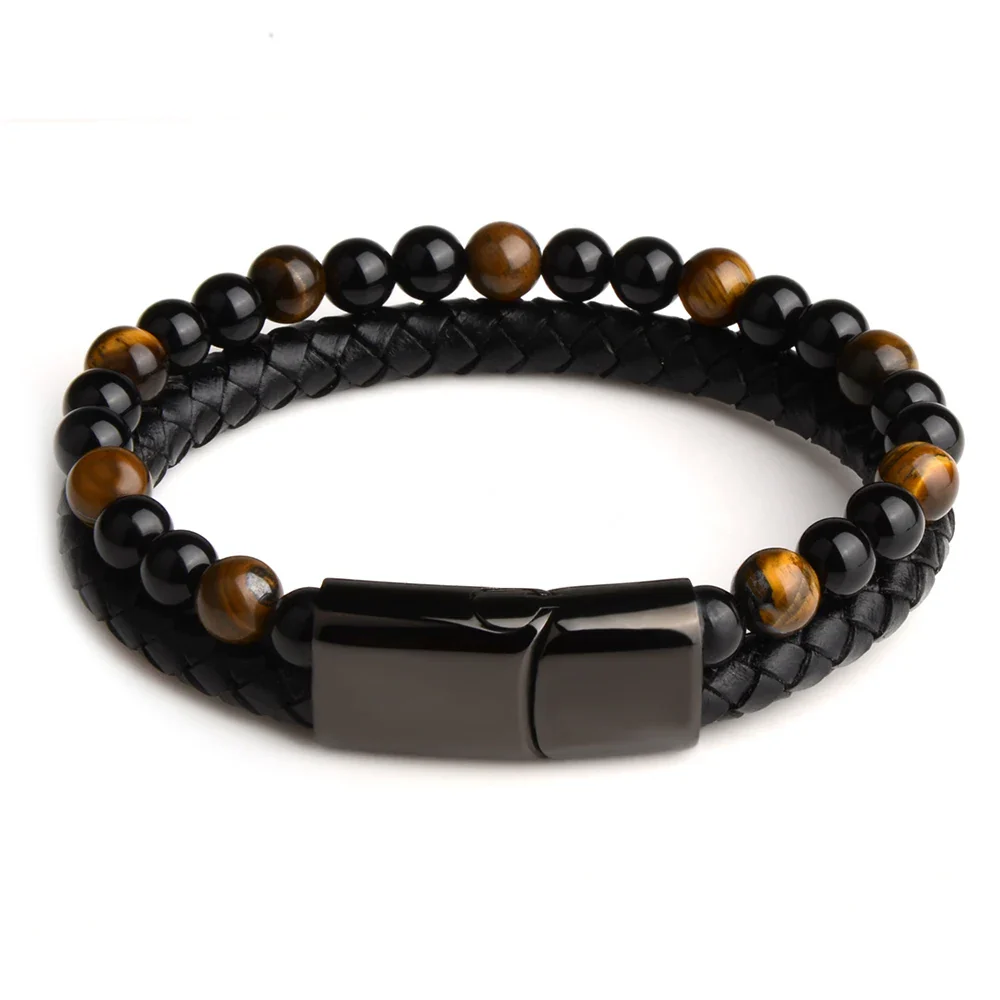 Natural Stone Leather Beaded Bracelet - Image 15