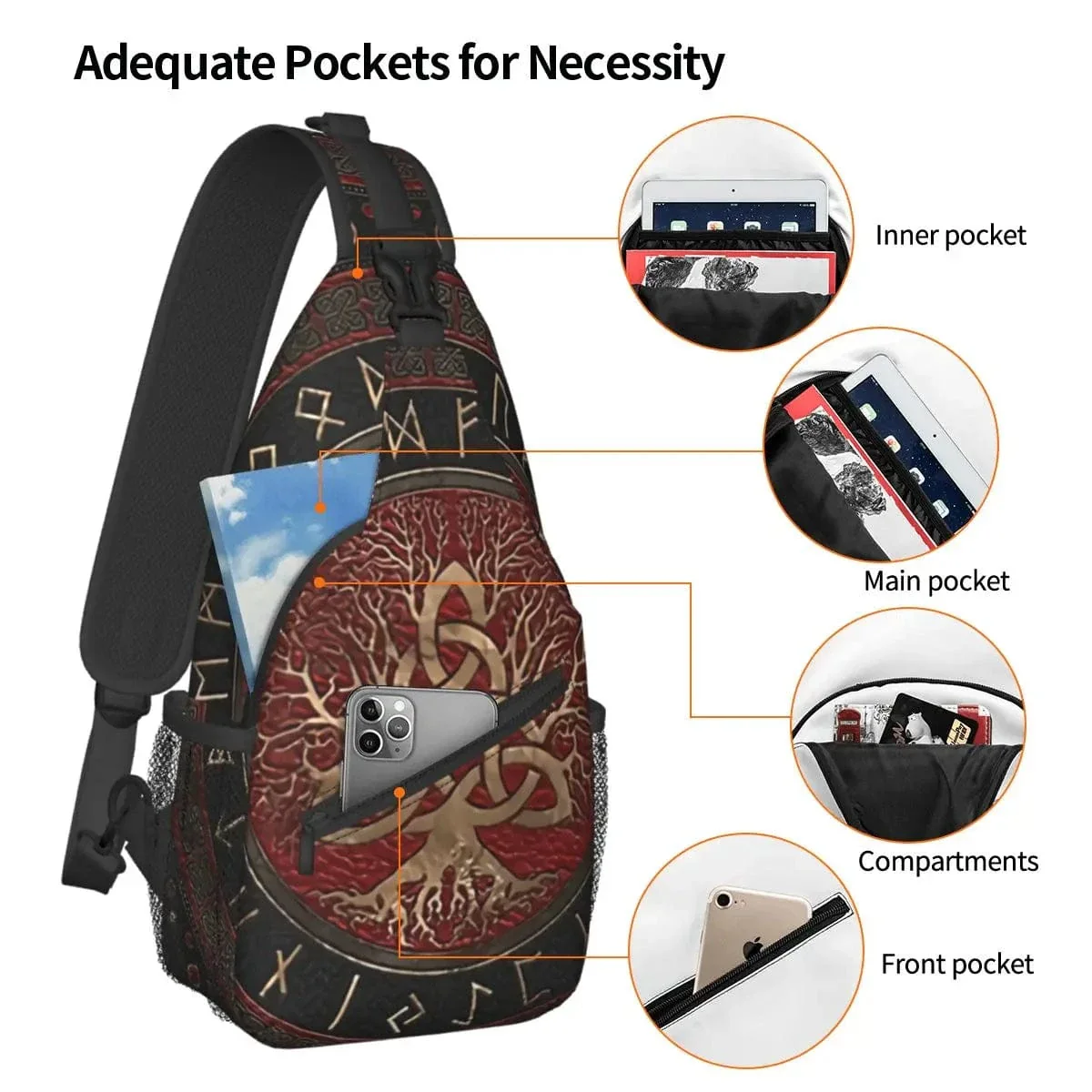Vikings Crossbody Bag – Norse Runic Shoulder Bag - Image 3