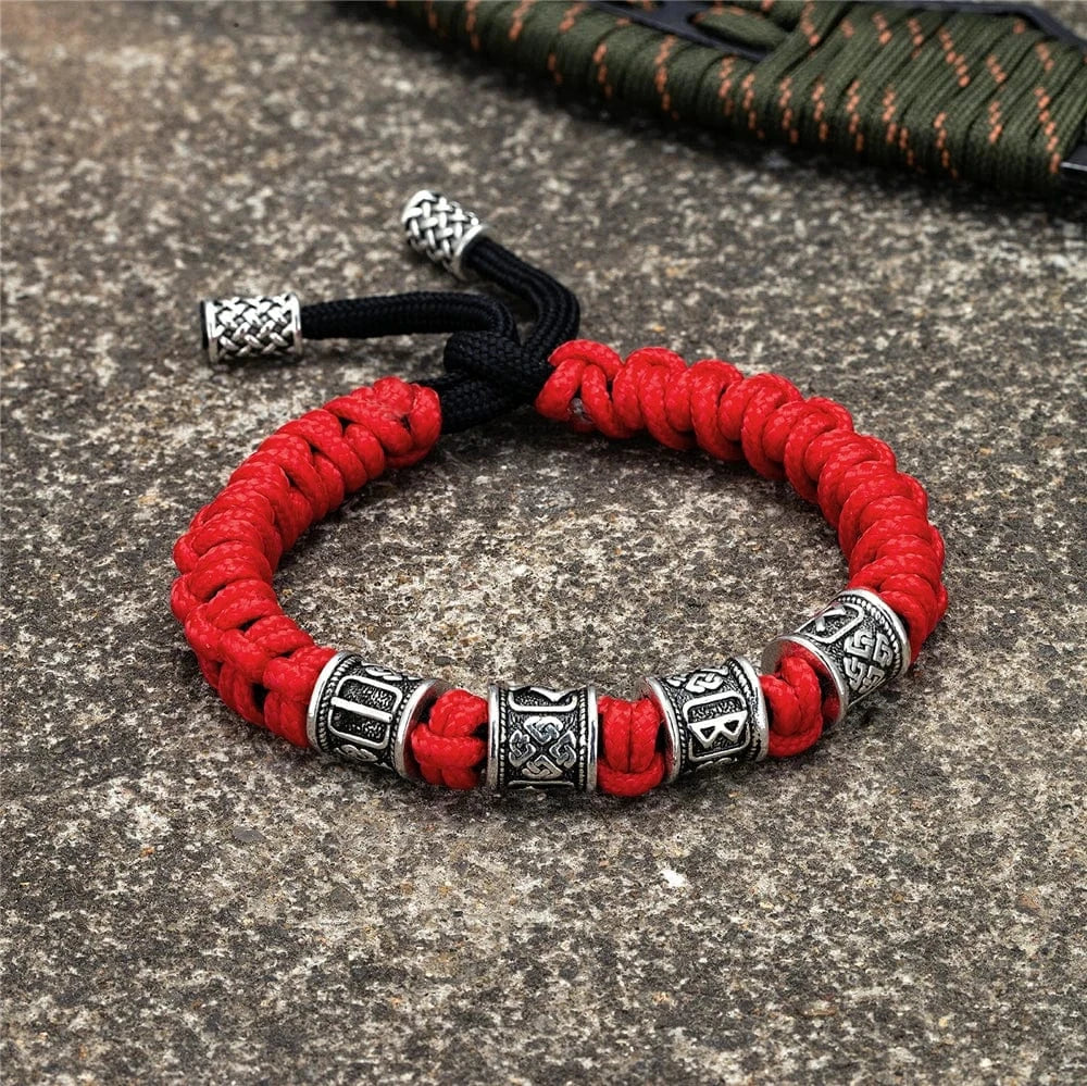Norse Runes Beads Bracelet Braided Survival Paracord Wristband - Image 5