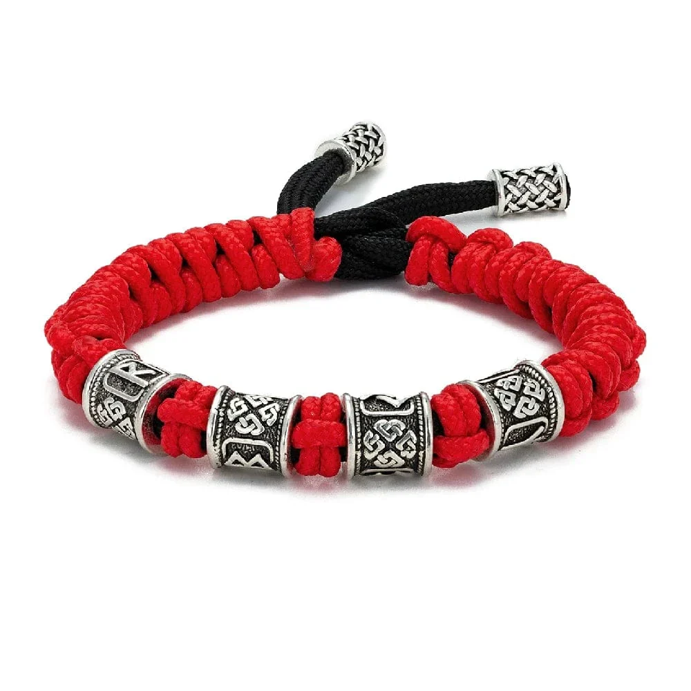 Norse Runes Beads Bracelet Braided Survival Paracord Wristband - Image 9