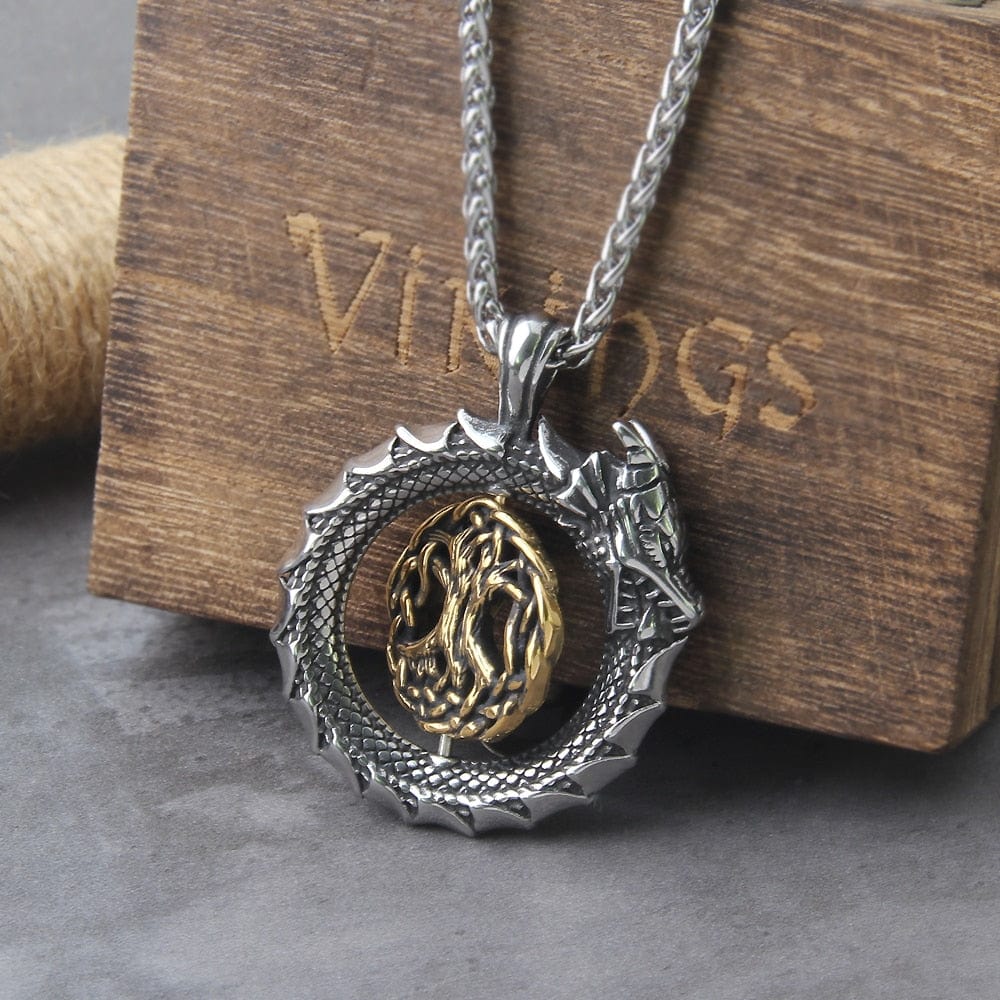 Rotating Ouroboros Tree of Life Necklace - Image 4