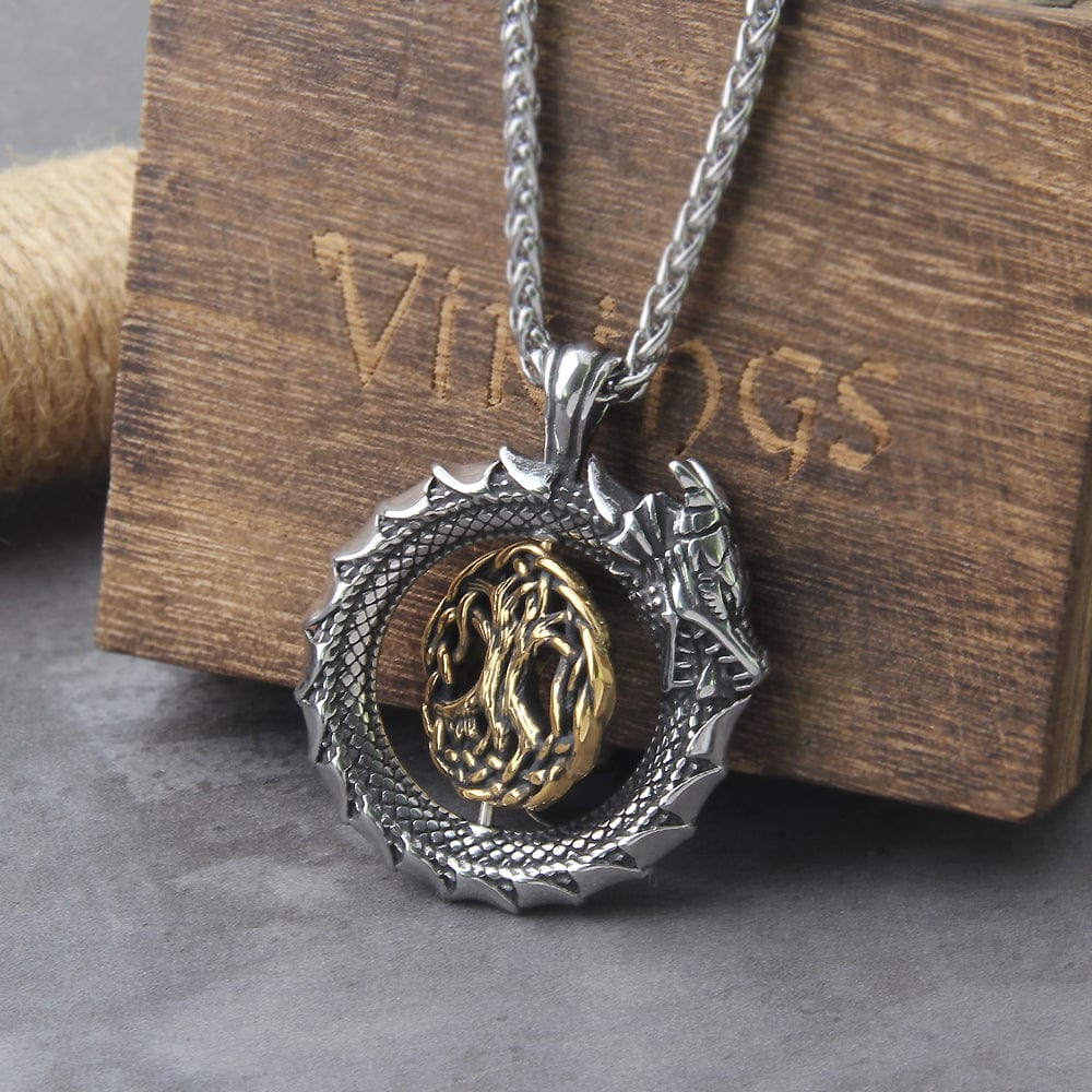 Rotating Ouroboros Tree of Life Necklace - Image 6