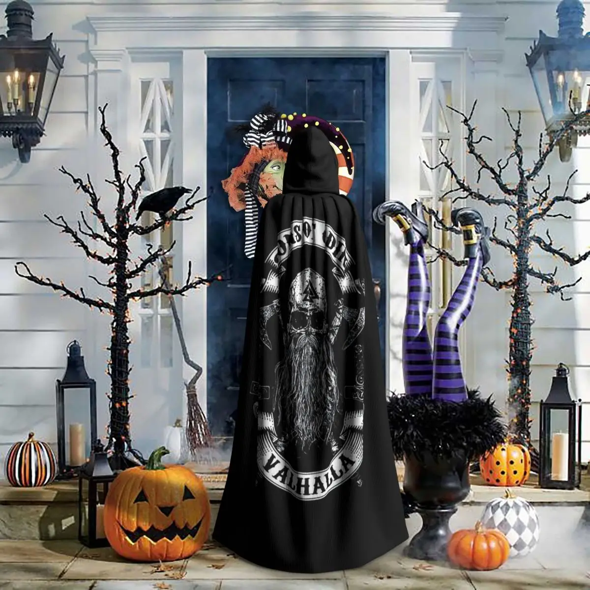 See You in Valhalla Cloak – Skull Viking Hooded Cape for Warriors - Image 6