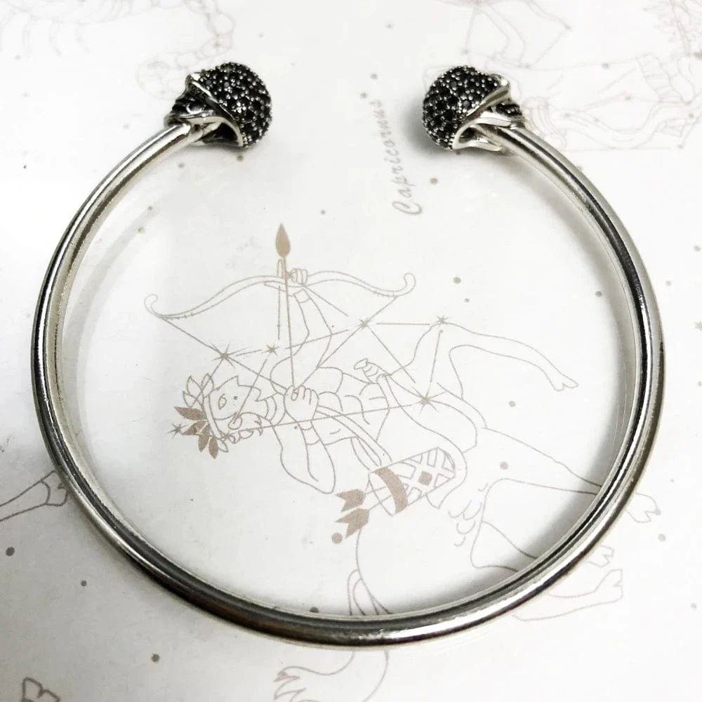 Skull Bangle 925 Sterling Silver Bracelet - Image 3