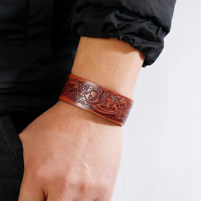 Viking Embossed Leather Bracelet - Image 3