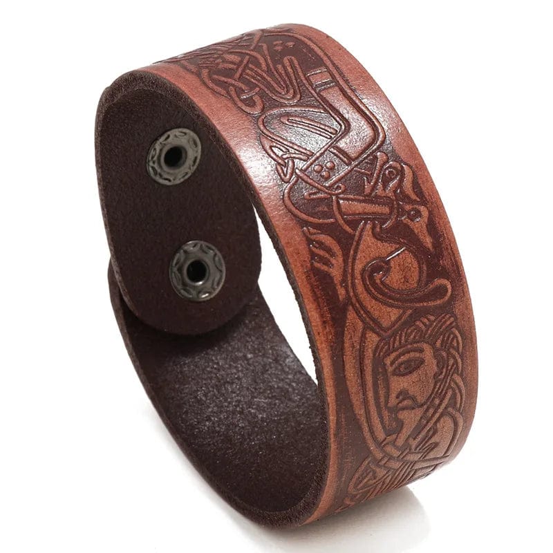 Viking Embossed Leather Bracelet - Image 4