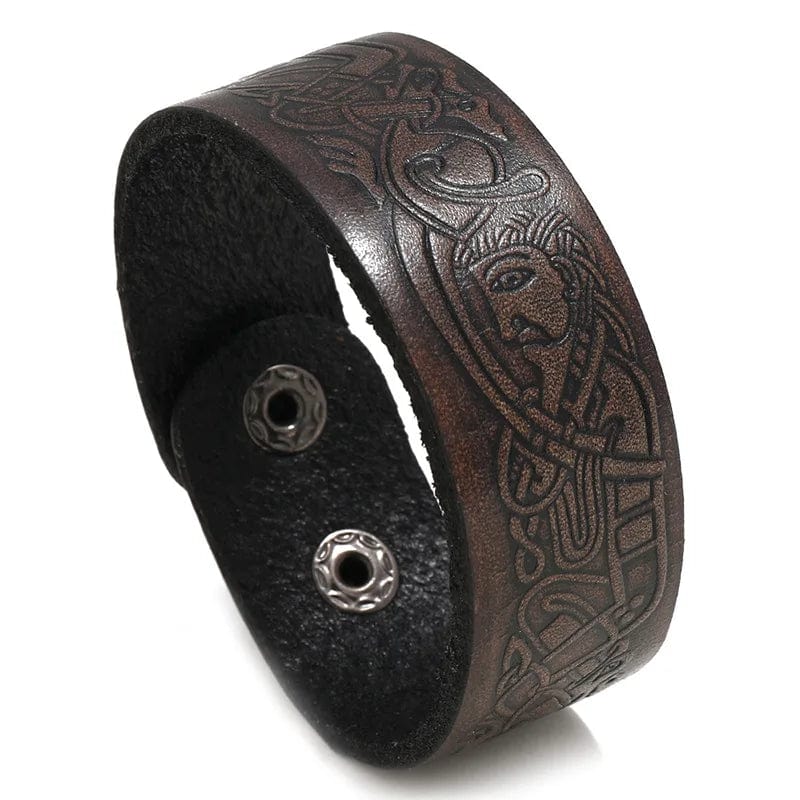 Viking Embossed Leather Bracelet - Image 5