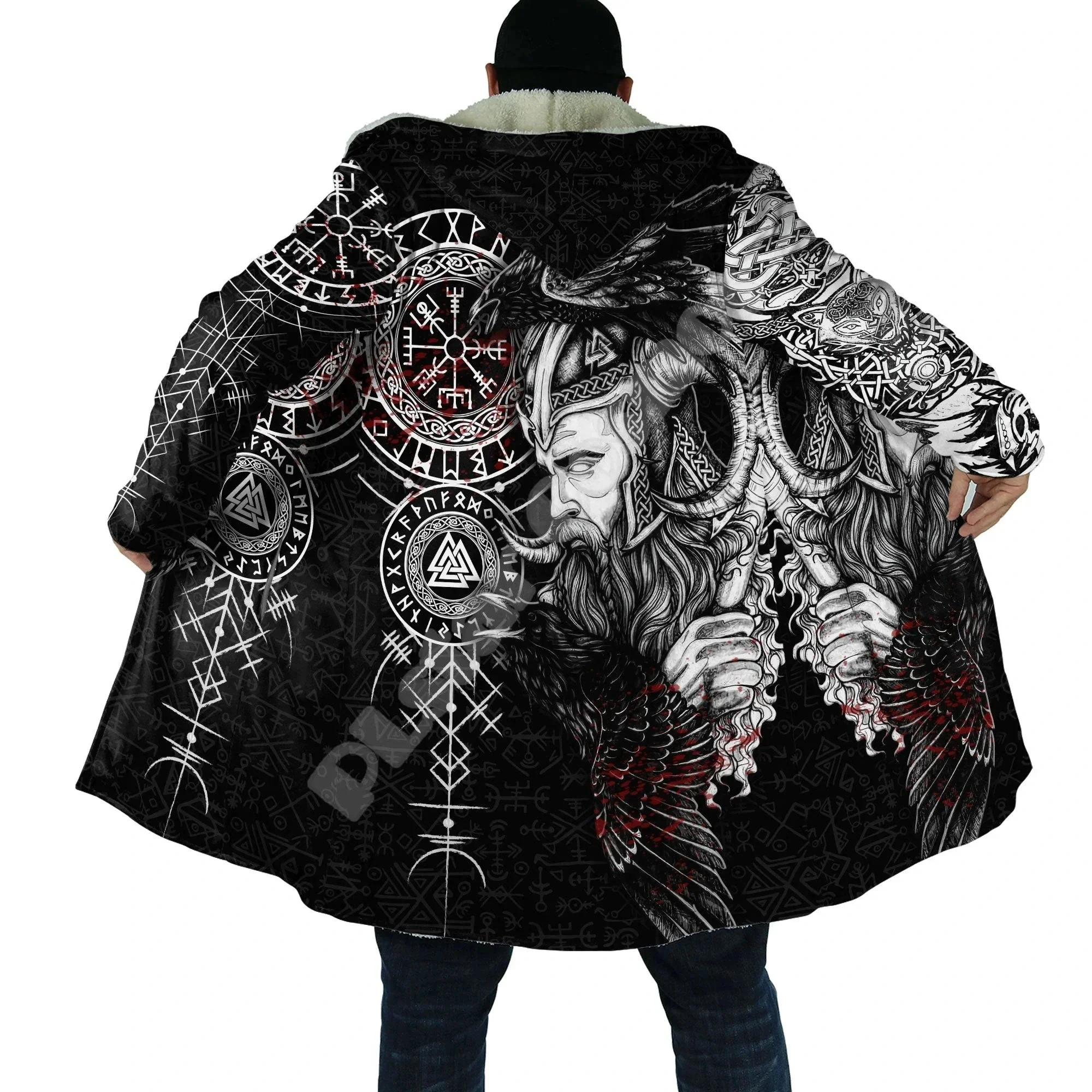 Viking Symbols Hooded Coats - Image 9
