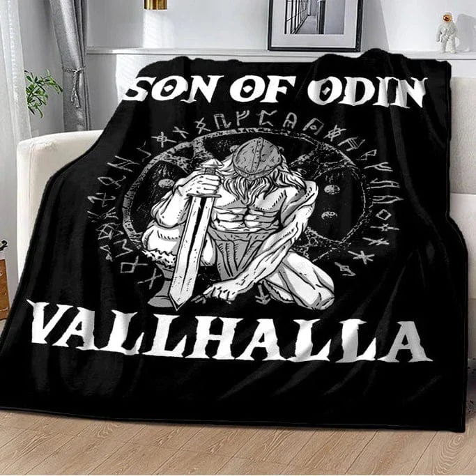Vikings Norse Mythology Odin Valhalla Symbols - Soft Plush Blankets - Image 13