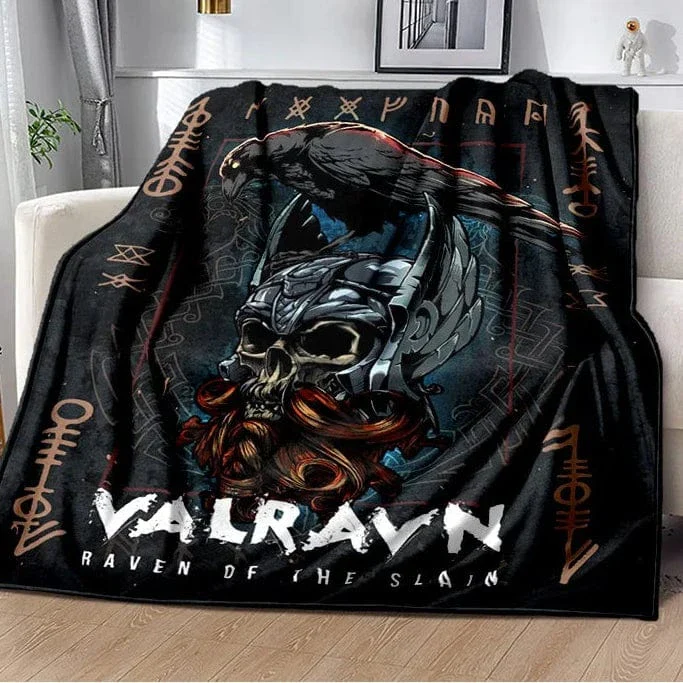 Vikings Norse Mythology Odin Valhalla Symbols - Soft Plush Blankets - Image 3