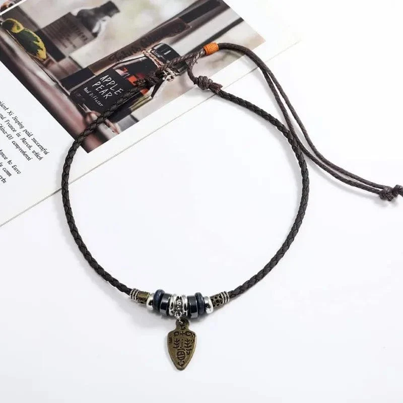 Vintage Tribal Leather Necklace - Image 6